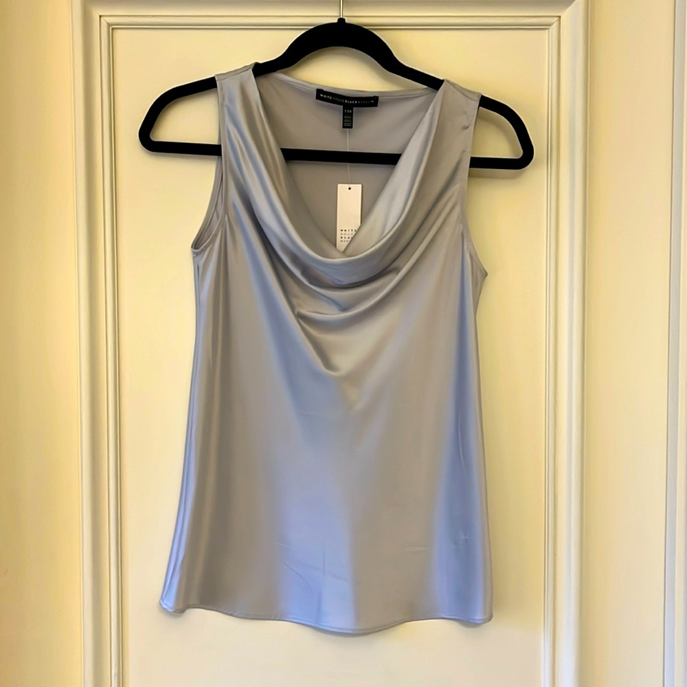 WHBM Silk Drape Neck Shell XXS-Gleam